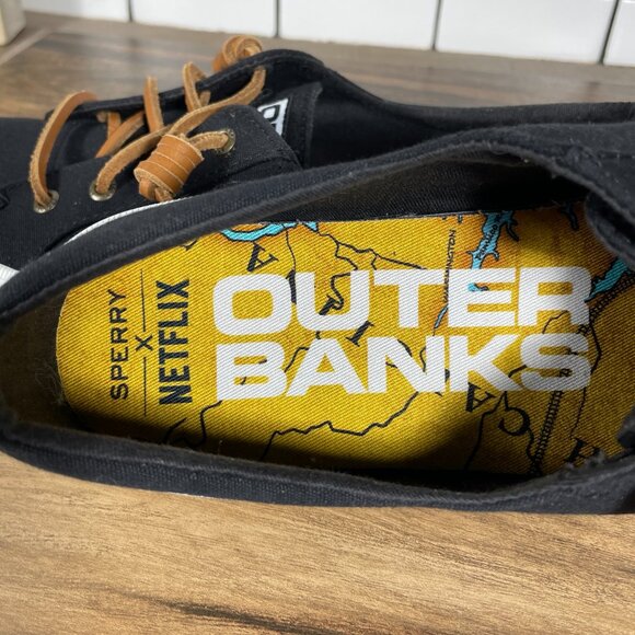 Sperry x Netflix Crest Vibe Womens 9.5 Shoes Black Outer Banks Slip On Sneaker - Picture 10 of 12